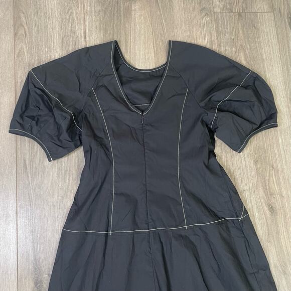 Madewell  Puff Sleeve Drop Waist Short Sleeve Midi Dress US Women's 4 New - Picture 5 of 8
